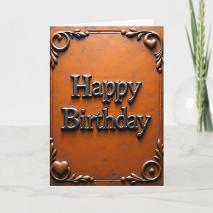 Carte d'anniversaire en métal rustique