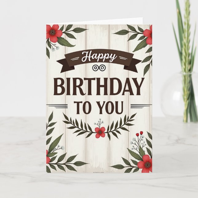 Carte d'anniversaire en panneau de bois (Devant)