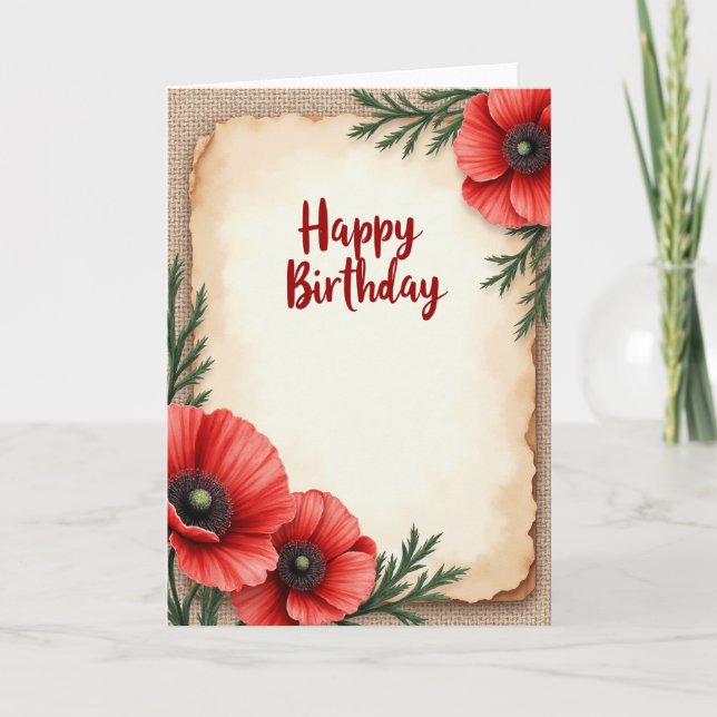 Carte d'anniversaire en papier vieilli (Devant)