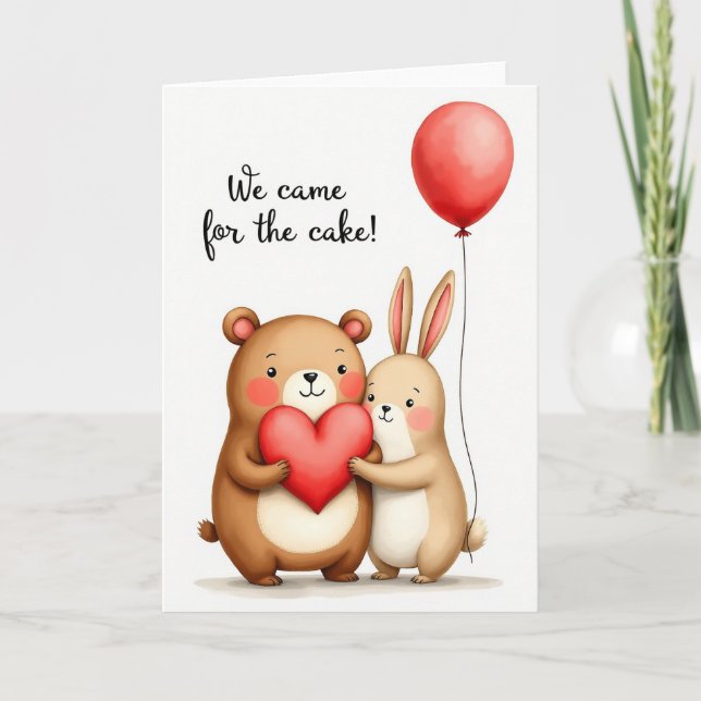 Carte d'anniversaire en peluche cœur doux (Devant)