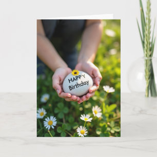 Carte d'anniversaire en pierre florale