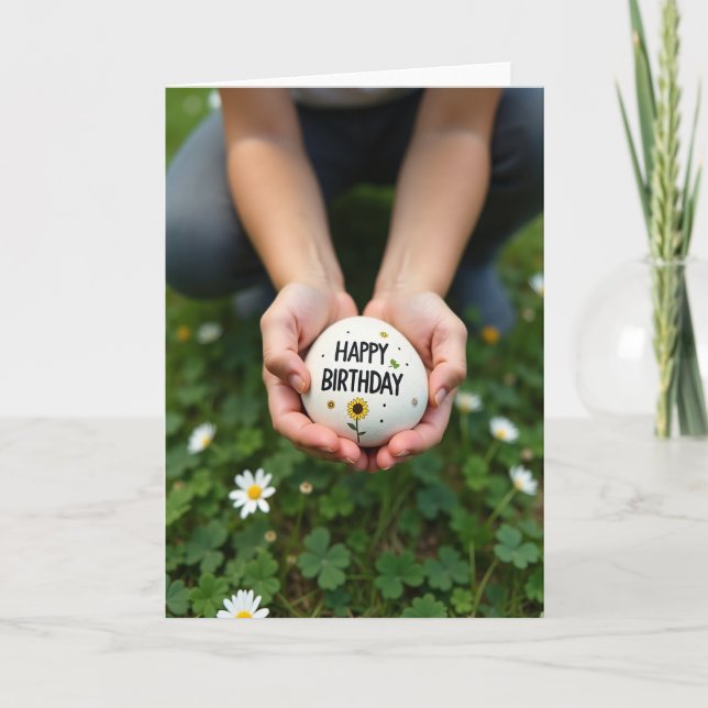Carte d'anniversaire en pierre portable (Devant)