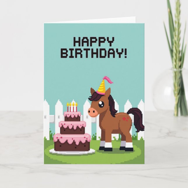 Carte d'anniversaire en pixel art sucré (Devant)