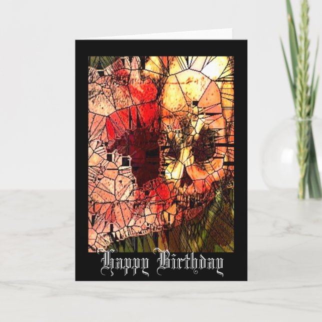 Carte d'anniversaire en verre souillé de crâne (Devant)