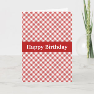 Carte d'anniversaire En vichy Rouge personnalisée