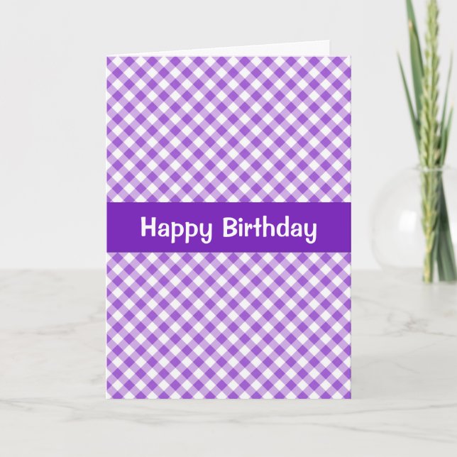 Carte d'anniversaire En vichy violet (Devant)