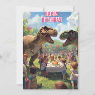 Carte d'anniversaire enfants dinosaure