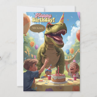 Carte d'anniversaire enfants dinosaure