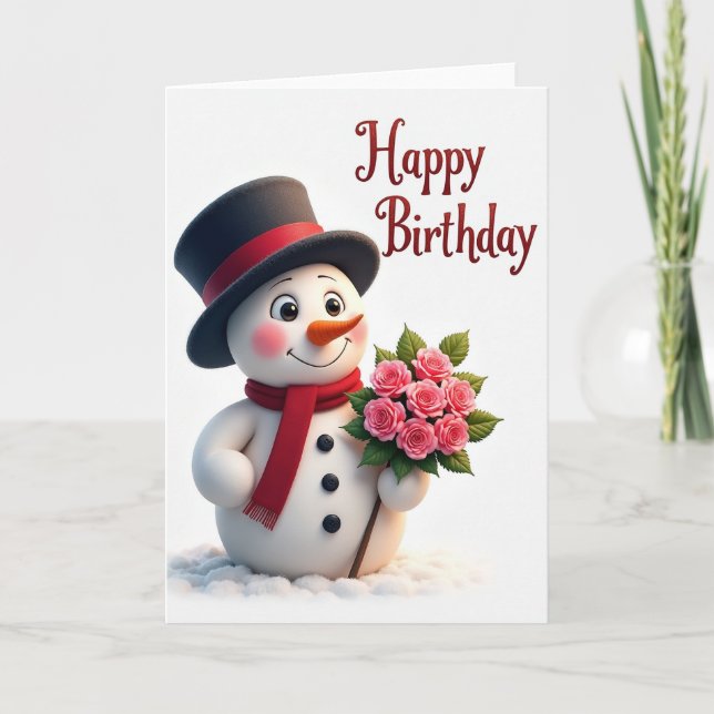 Carte d'anniversaire enneigée (Devant)