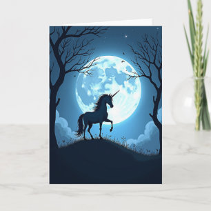 Carte d'anniversaire équine au clair de lune