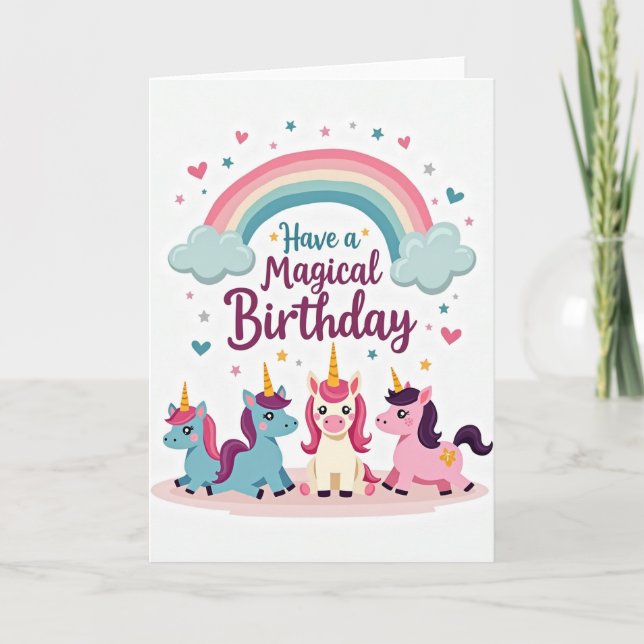 Carte d'anniversaire équine magique (Devant)