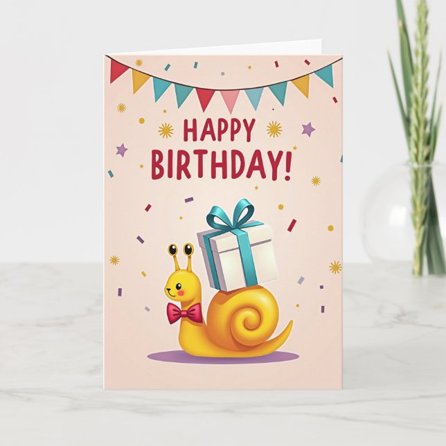 Carte d'anniversaire Escargot Fantaisiste (Devant)