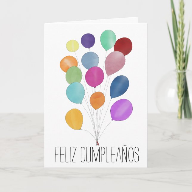 Carte d'anniversaire espagnol bouquet de ballons (Devant)