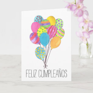 Carte d'anniversaire espagnol bouquet de ballons