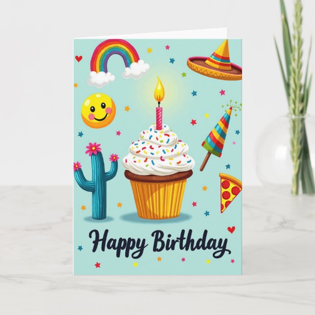 Carte d'anniversaire étoile arc-en-ciel (Devant)