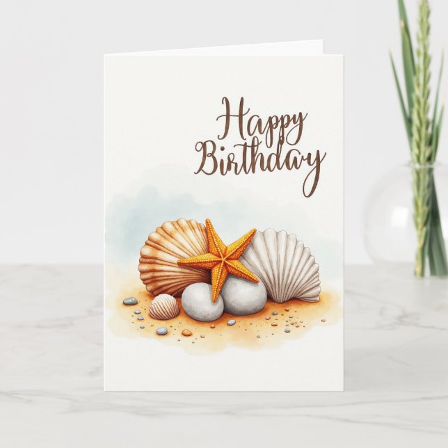 Carte d'anniversaire étoile de mer aquarelle (Devant)
