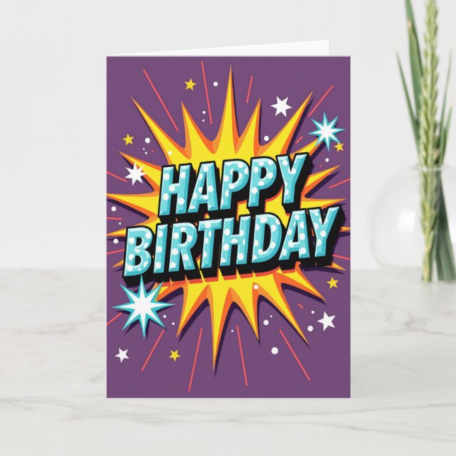 Carte d'anniversaire étoile éclatante vibrante (Devant)