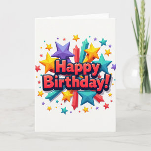 Carte d'anniversaire étoile éclatée douce
