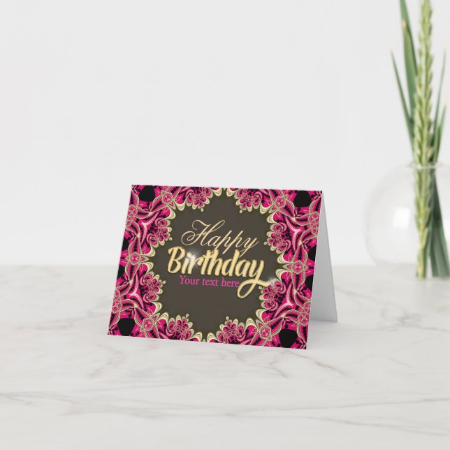 Carte d'anniversaire étoile en dentelle fractale r (Devant)