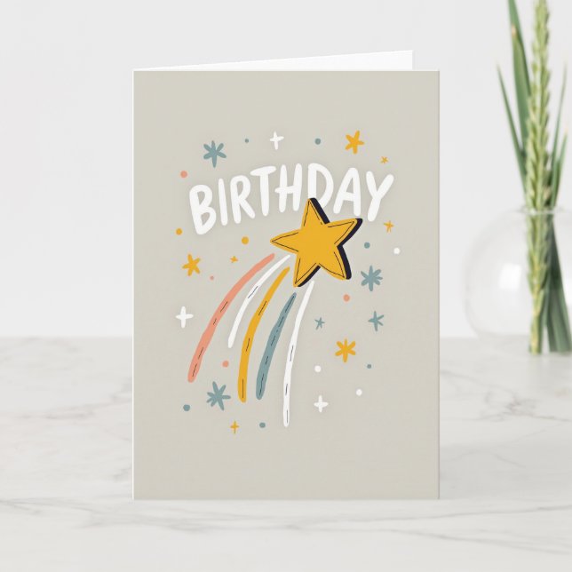 Carte d'anniversaire étoile fantaisiste (Devant)