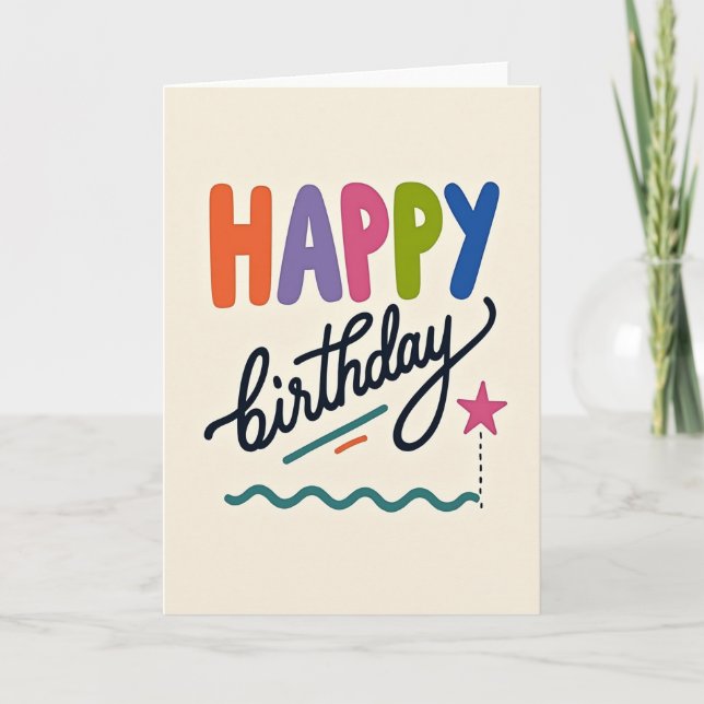 Carte d'anniversaire étoile ludique (Devant)