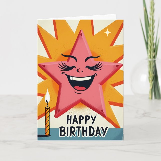 Carte d'anniversaire étoile rétro (Devant)