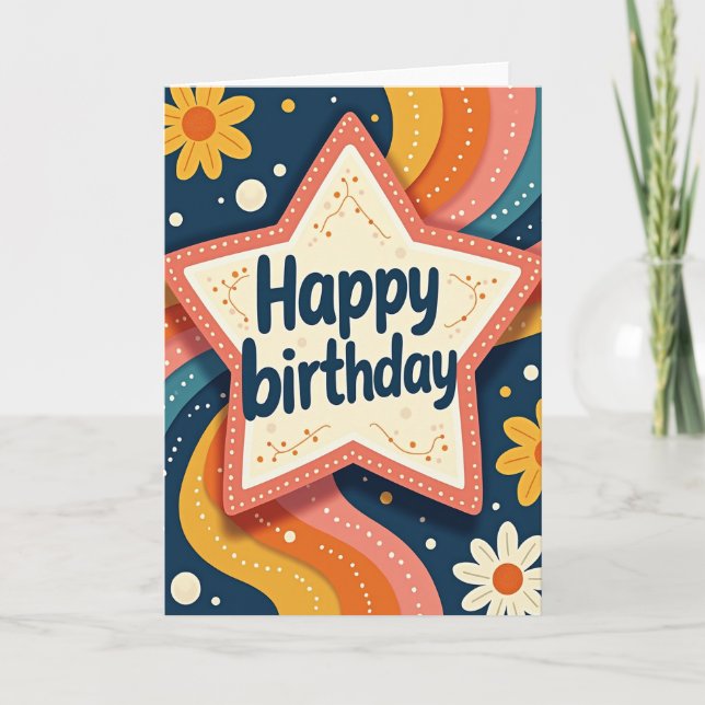 Carte d'anniversaire étoile texturée (Devant)