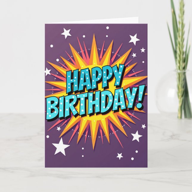 Carte d'anniversaire étoilée à pois (Devant)