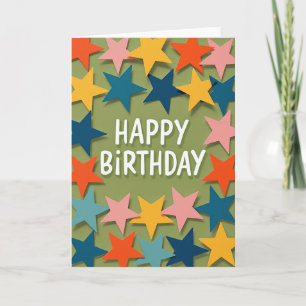 Carte d'anniversaire étoilée colorée