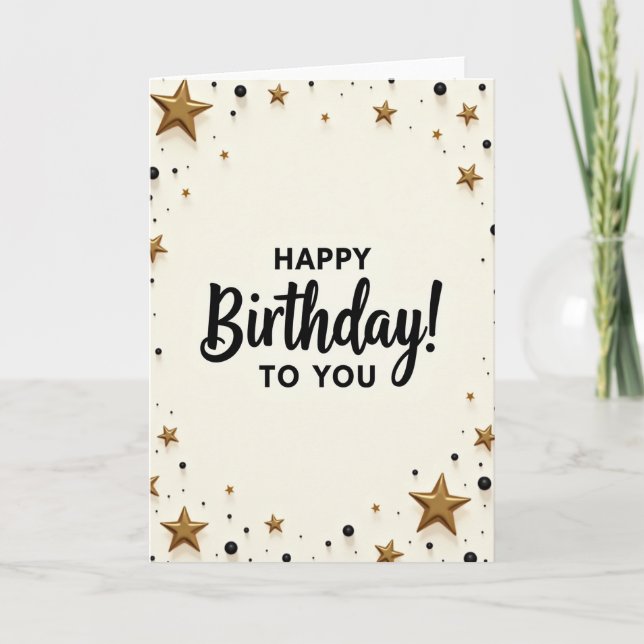 Carte d'anniversaire étoilée crème (Devant)