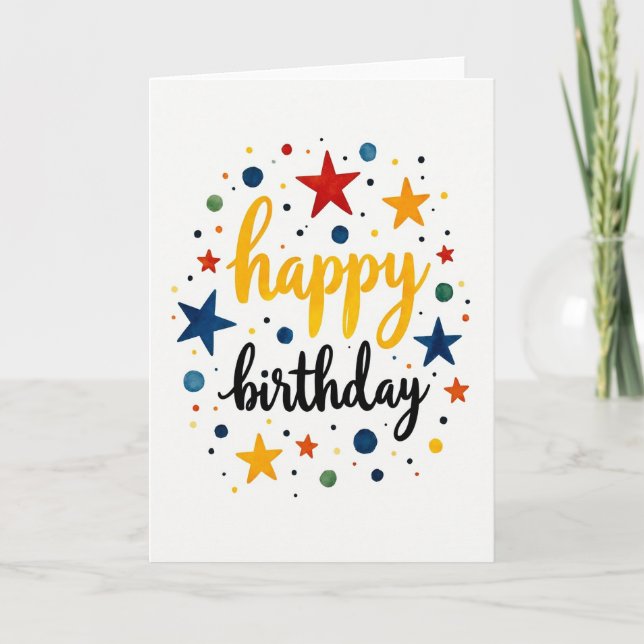 Carte d'anniversaire étoilée dorée (Devant)