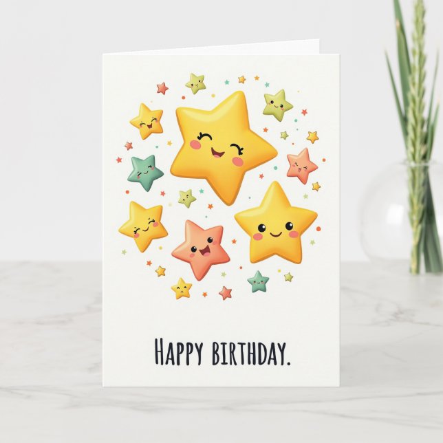 Carte d'anniversaire étoilée joyeuse (Devant)