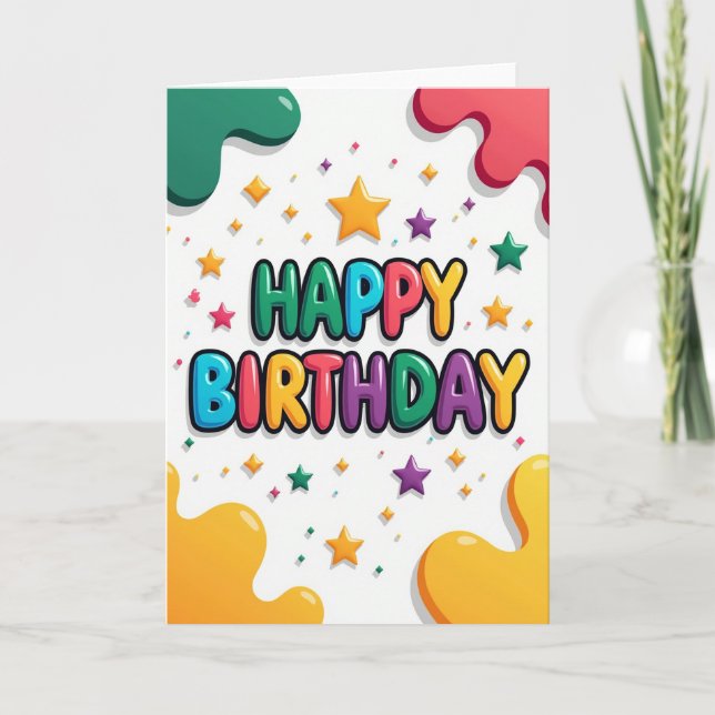 Carte d'anniversaire Étoiles Colorées (Devant)