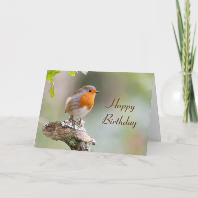 Carte d'anniversaire European robin Erithacus rube (Devant)