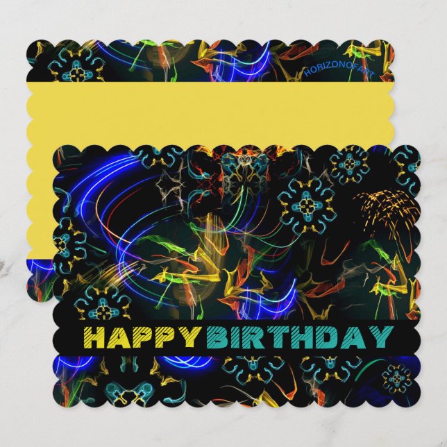Carte d'anniversaire Explosion exotique de feux d' (Devant / Derrière)