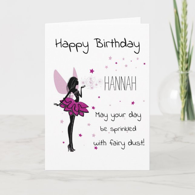 Carte d'anniversaire Fairy personnalisée - rose (Devant)