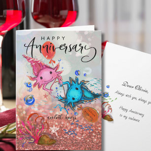 Carte d'anniversaire fantaisiste à l'aquarelle Axo
