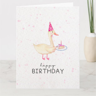 Carte d'anniversaire fantaisiste aquarelle d'oie m