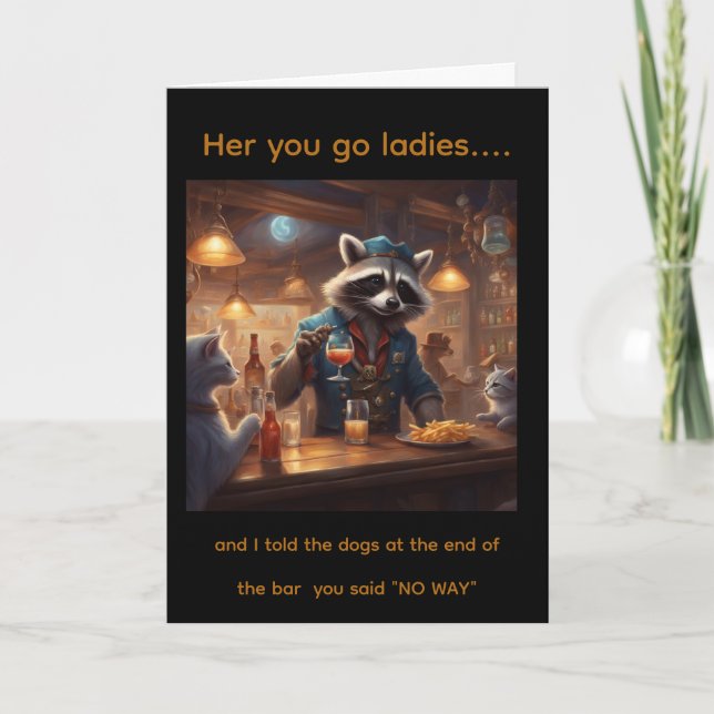 Carte d'anniversaire fantaisiste de bar pour les h (Devant)