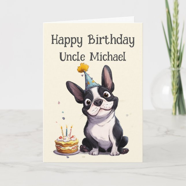 Carte d'anniversaire fantaisiste pour Bouledogue F (Devant)