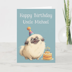 Carte d'anniversaire fantaisiste pour chien Pékino