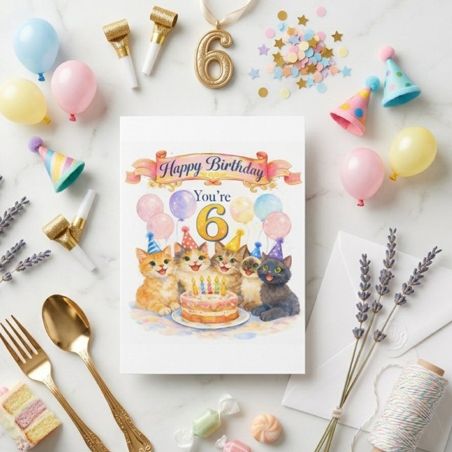 Carte d'anniversaire fantaisiste pour filles 6 ans (Créateur téléchargé)