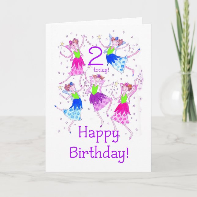 Carte d'anniversaire "Fées" pour 2 ans (Devant)