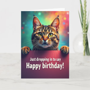 Carte d'anniversaire féline à rayures