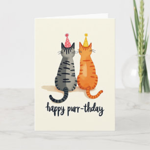 Carte d'anniversaire féline artistique ludique
