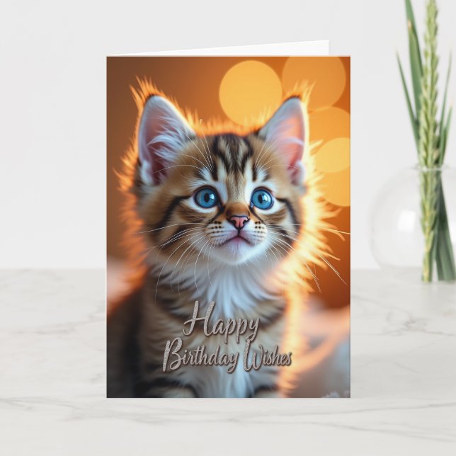 Carte d'anniversaire Féline Dorée (Devant)