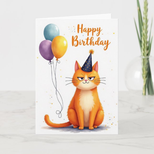 Carte d'anniversaire Féline Ironique (Devant)
