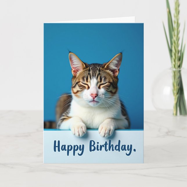 Carte d'anniversaire Féline Paisible (Devant)