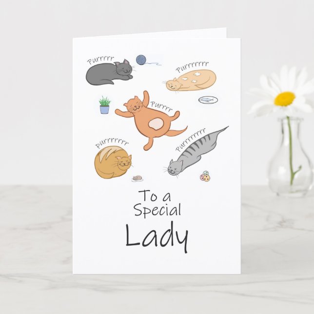 Carte d'anniversaire féline parfaite pour elle (Petite plante)