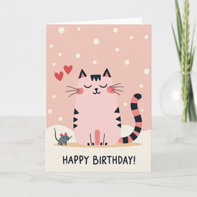 Carte d'anniversaire Féline Pastel (Devant)